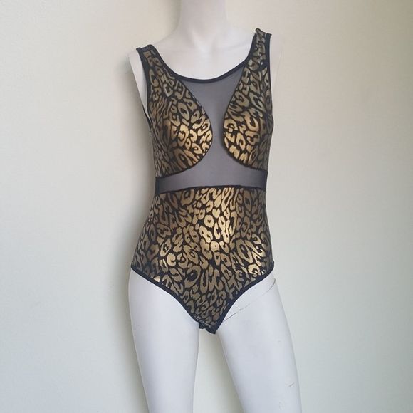 Gold and Black Leopard Print Bodysuit - Picture 3 of 7